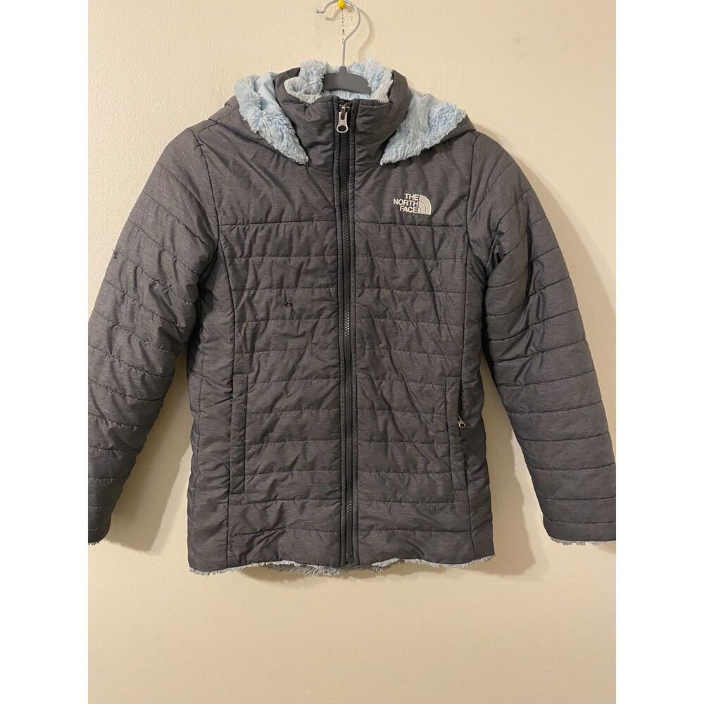 The North Face Girls' Mossbud Swirl Parka Gray Light Blue NF0A3Y7C Size Medium